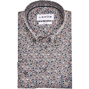 Ledub - Modern Fit Overhemd - Bruin - 100% Katoen - Bloemenprint