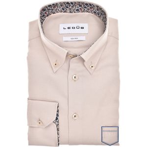 Ledub - Modern Fit Overhemd - Bruin - 100% Katoen