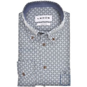 Ledub - Modern Fit Casual Overhemd - Blauw - 100% Katoen - Extra Lang