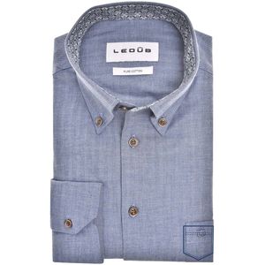 Ledub - Modern Fit - Overhemd - Blauw - 100% Katoen - Extra Lang