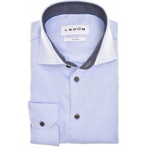 Ledub - Modern Fit Overhemd - Blauw - 100% Katoen - Structuur