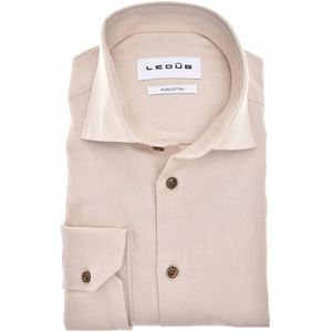 Ledub - Modern Fit Overhemd - Beige - 100% Katoen