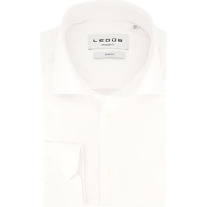 Ledub - Modern Fit Overhemd - Wit - Katoen/Polyester/Elastaan