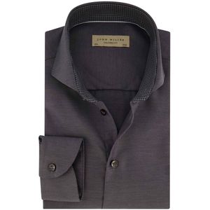 John Miller - Overhemd - Grijs - 100% Katoen - Normale Fit