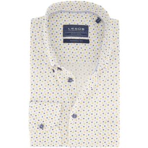 Ledub - Button-Down Overhemd - Wit - Katoen - Stippenprint