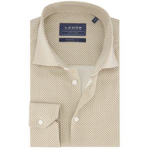 Ledub - Modern Fit Overhemd - Bruin - 100% Katoen - Wide Spread Boord