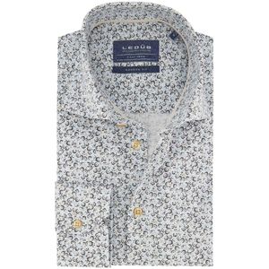 Ledub - Modern Fit Overhemd - Blauw - Katoen/Elastaan