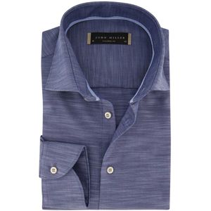 John Miller - Tailored Fit - Overhemd - Navy Gemeleerd - 100% Katoen