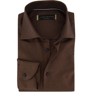 John Miller overhemd Tailored Fit bruin effen