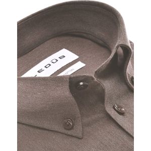Ledub - Overhemd - Effen Bruin - Katoen - Normale Fit