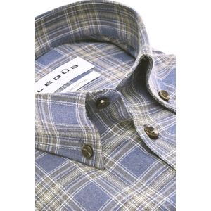 Ledub - Casual Overhemd - Blauw - 100% Katoen - Geruit Patroon