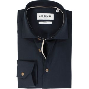 Ledub - Modern Fit Overhemd - Popeline - Donkerblauw - Strijkvriendelijk