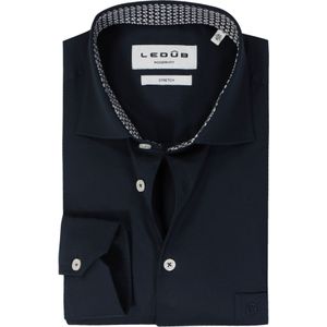 Ledub - Modern Fit Overhemd - Popeline - Donkerblauw - Strijkvriendelijk