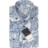 Ledub - Modern Fit Overhemd - Middenblauw - Popeline - Strijkvriendelijk