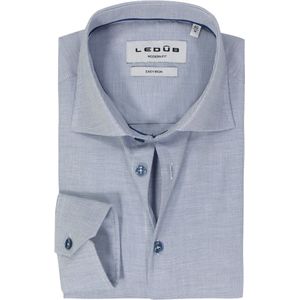 Ledub - Modern Fit Overhemd - Donkerblauw - Popeline