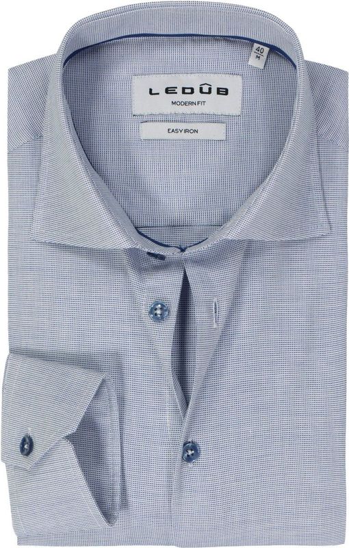 Ledub - Modern Fit Overhemd - Donkerblauw - Popeline