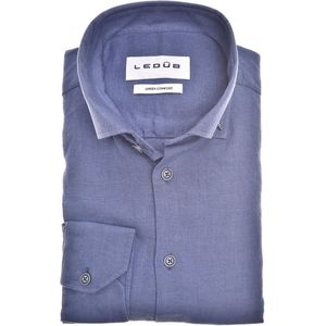 Ledub overhemd effen donkerblauw normale fit linnen