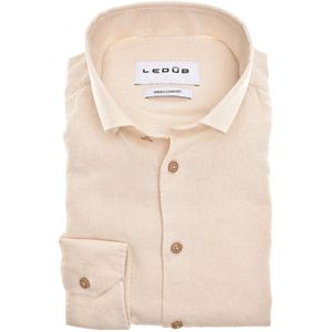 Ledub - Overhemd - Lichtbruin - Linnen/Viscose - Normale Fit