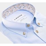 Ledub modern fit overhemd, korte mouw, popeline, lichtblauw
