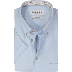 Ledub modern fit overhemd, korte mouw, popeline, lichtblauw