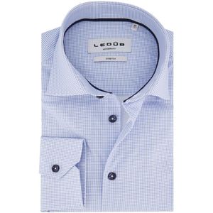 Ledub - Modern Fit Overhemd - Lichtblauw - Katoen/Elastaan