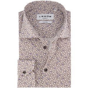 Ledub - Modern Fit - Overhemd - Bruin Wit - Katoen