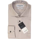 Ledub - Modern Fit Overhemd - Lichtbruin - Popeline - Strijkvrij - 100% Katoen