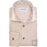 Ledub - Modern Fit Overhemd - Lichtbruin - Popeline - Strijkvrij - 100% Katoen
