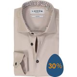 Ledub - Modern Fit Overhemd - Lichtbruin - Popeline - Strijkvrij - 100% Katoen