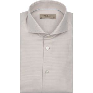 John Miller overhemd bruin geprint Tailored Fit strijkvrij