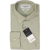 Ledub - Groen Effen Overhemd - 100% Katoen - Lange Mouwen - Button Down Kraag