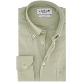 Ledub - Groen Effen Overhemd - 100% Katoen - Lange Mouwen - Button Down Kraag