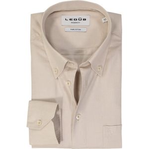 Ledub - Modern Fit - Overhemd - Lichtbruin - Strijkvriendelijk