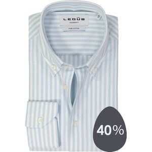 Ledub modern fit overhemd, popeline, lichtblauw gestreept