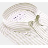 Ledub - Modern Fit Overhemd - Lichtgroen Gestreept - 100% Katoen - Strijkvriendelijk