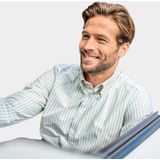 Ledub - Modern Fit Overhemd - Lichtgroen Gestreept - 100% Katoen - Strijkvriendelijk