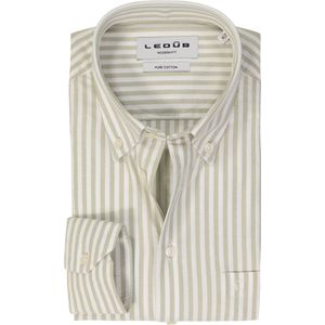 Ledub - Modern Fit - Overhemd - Lichtgroen Gestreept - Strijkvriendelijk