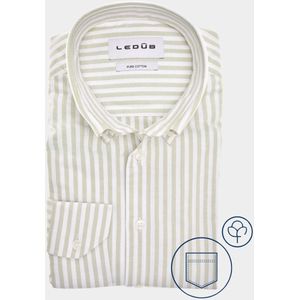 Ledub - Modern Fit - Overhemd - Lichtgroen Gestreept - Strijkvriendelijk