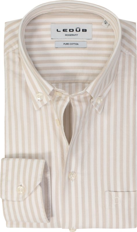 Ledub - Multicolor Gestreept Overhemd - 100% Katoen - Lange Mouwen - Button Down Kraag