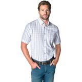 Ledub modern fit overhemd, korte mouw, popeline, lichtblauw geruit