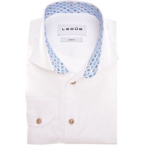 Ledub - Overhemd - Effen Wit - Katoen - Normale Fit