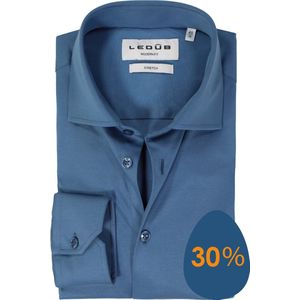 Ledub modern fit overhemd, popeline, middenblauw