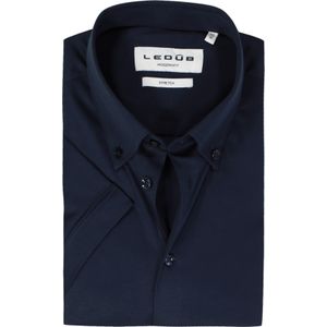 Ledub - Modern Fit - Overhemd - Donkerblauw - Korte Mouwen - Strijkvriendelijk