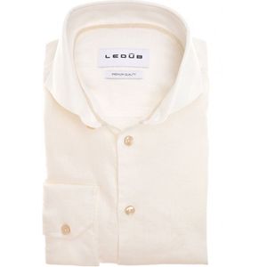 linnen Ledub overhemd effen creme normale fit