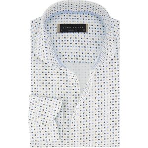 John Miller - Overhemd - Wit Blauw Geel Geprint - Casual
