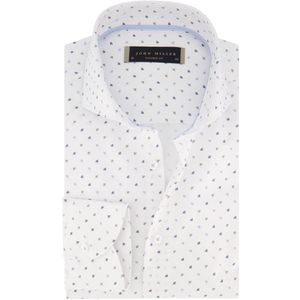 John Miller - Overhemd - Wit Blauw Geprint - Katoen