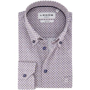 Ledub - Modern Fit Overhemd - Beige - Katoen - Easy Iron