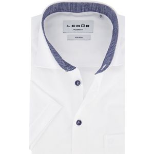 Ledub - Korte Mouw Overhemd - Wit - Katoen - Strijkvrij