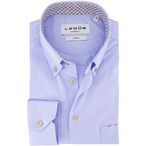 Ledub - Modern Fit Overhemd - Lichtblauw - Katoen/Elastaan