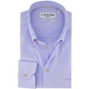 Ledub - Overhemd - Blauw Gestreept - Katoen - Normale Fit